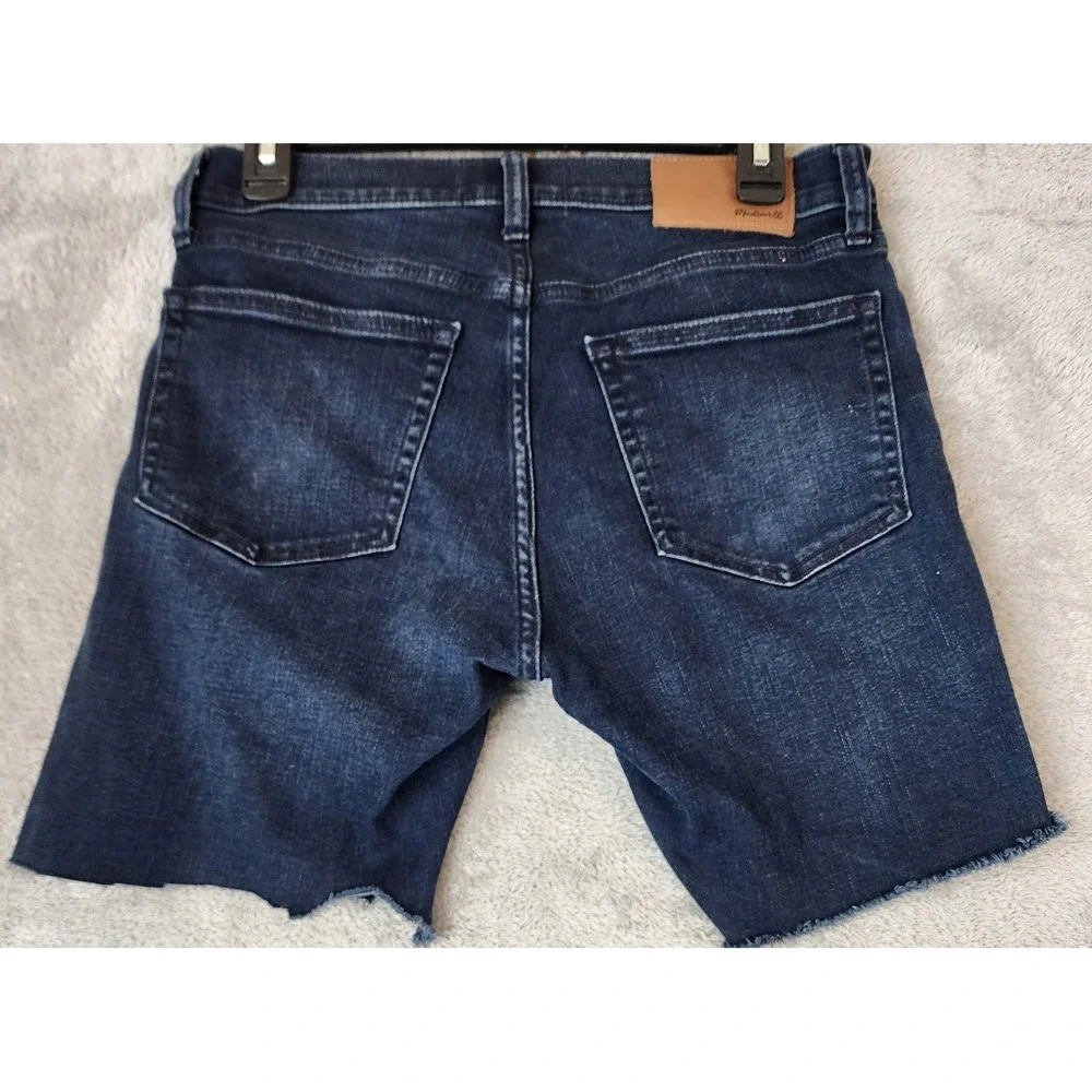 Madewell Denim Shorts Mens Waist 29 Dark Wash Blue Raw Hem Cut Off Stretch